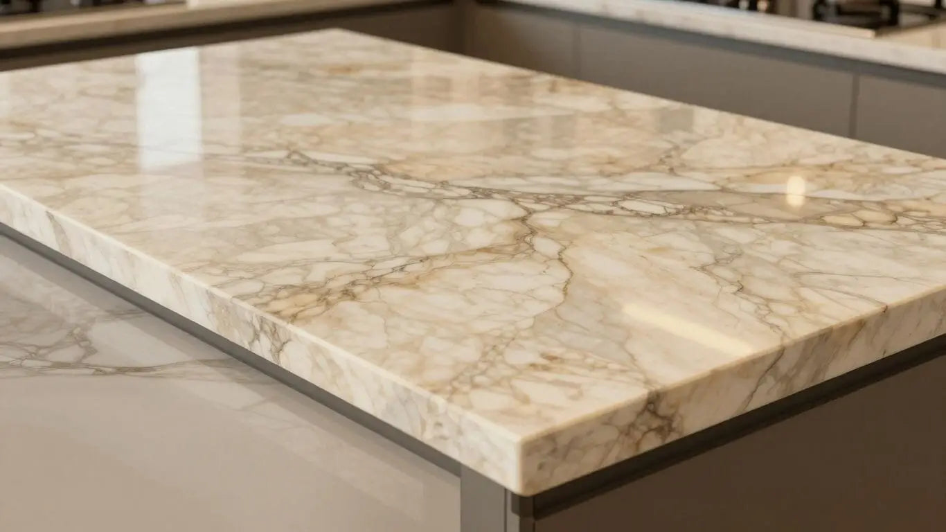 Polished Taj Mahal quartzite countertop sketch