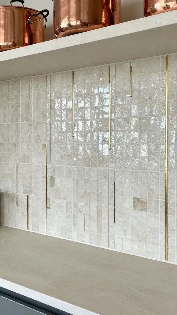 Mixing Metal Inlays with Travertine Pieces