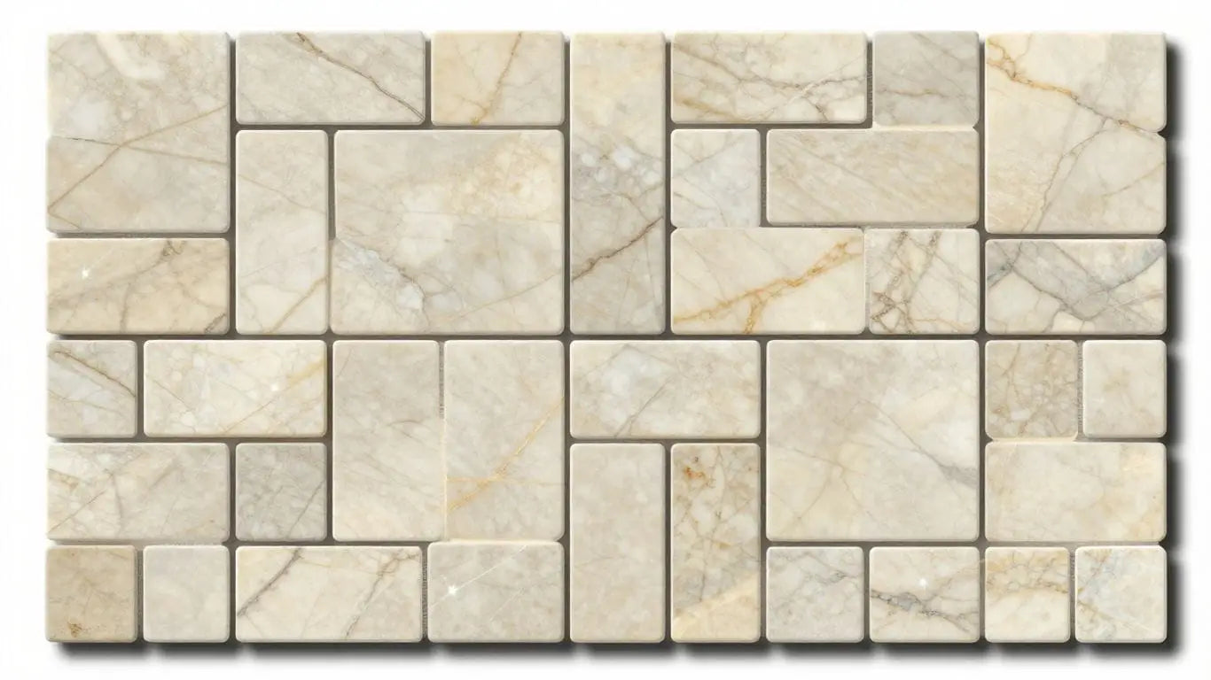 Crema Marfil marble mosaic tiles sketch