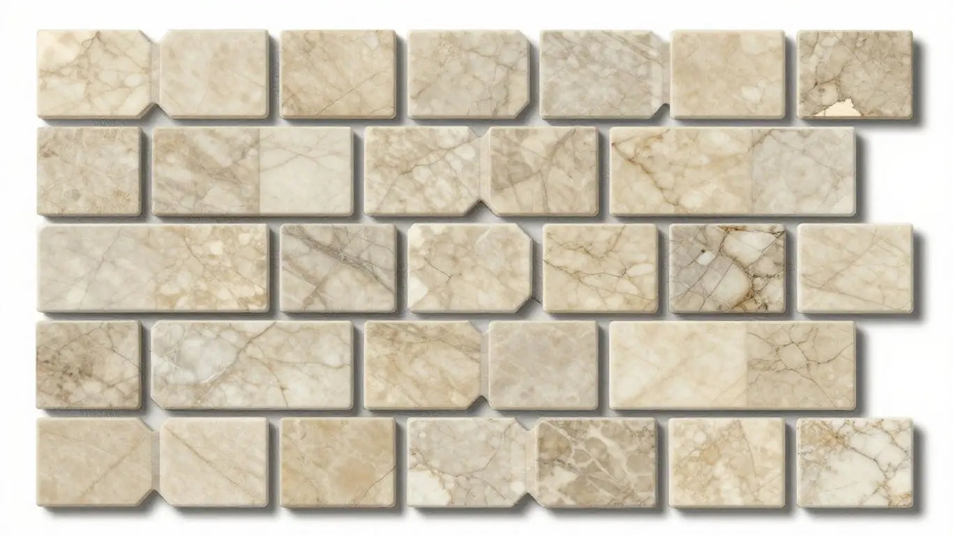 Diano Royal Queen Beige Marble Mosaic tile pattern sketch.