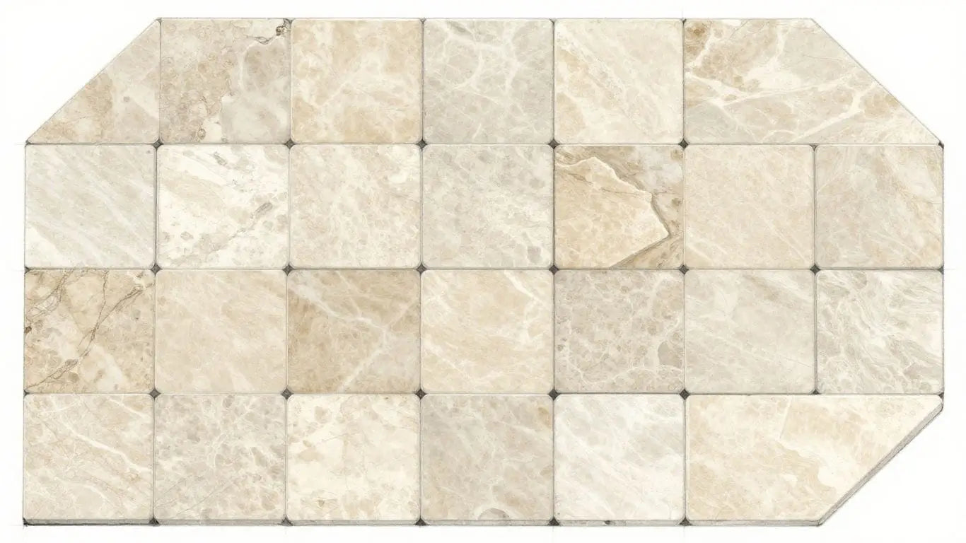 Elegant limestone tiles in a patterned design