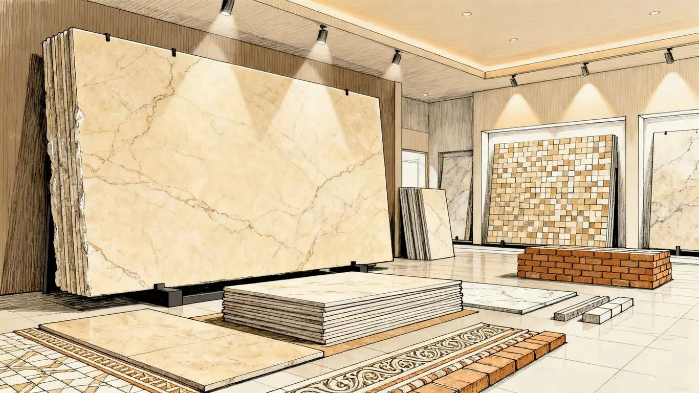 Crema Marfil marble tile and slab selections