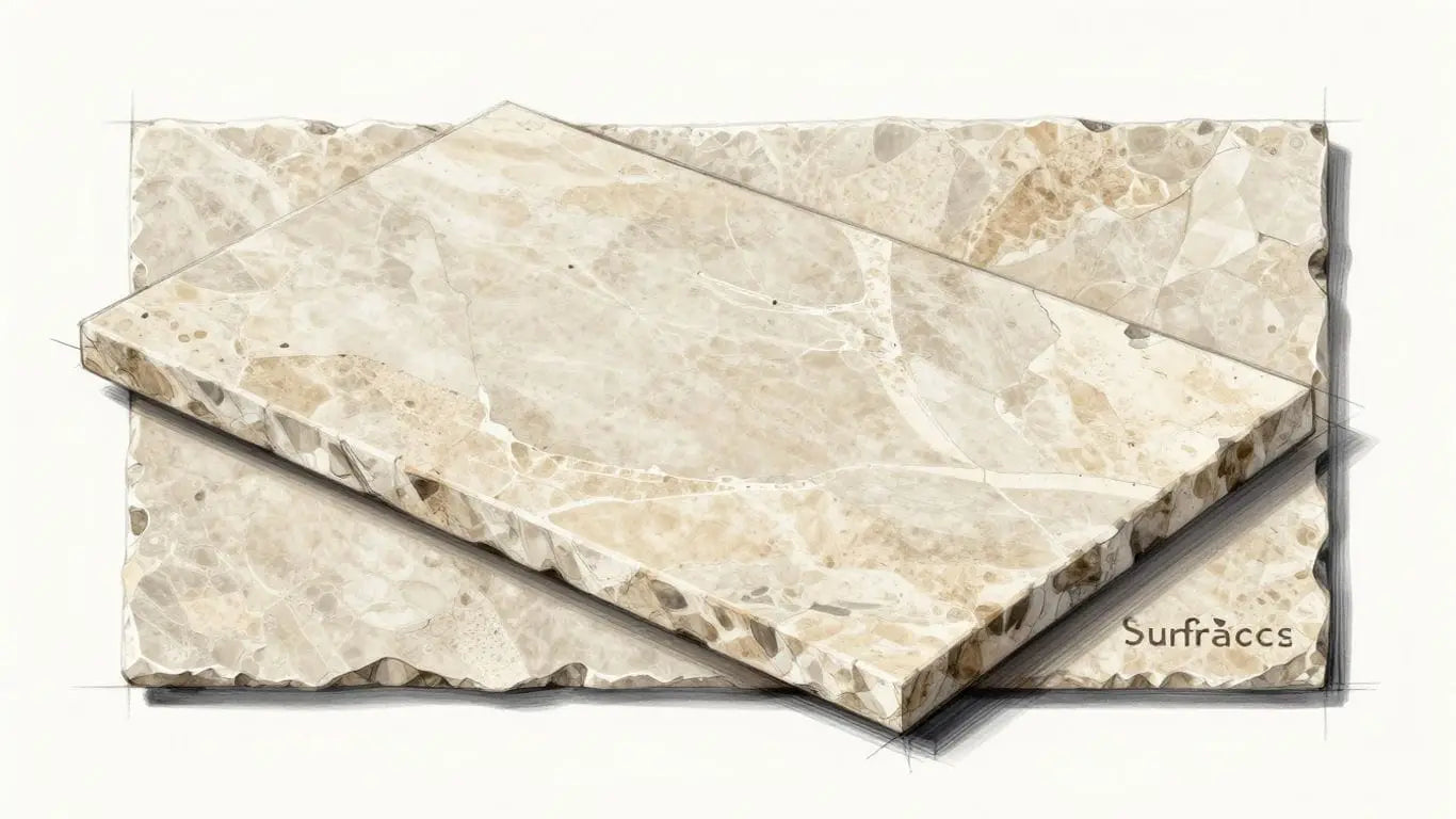 Ivory Light Travertine stone tiles with natural veining.