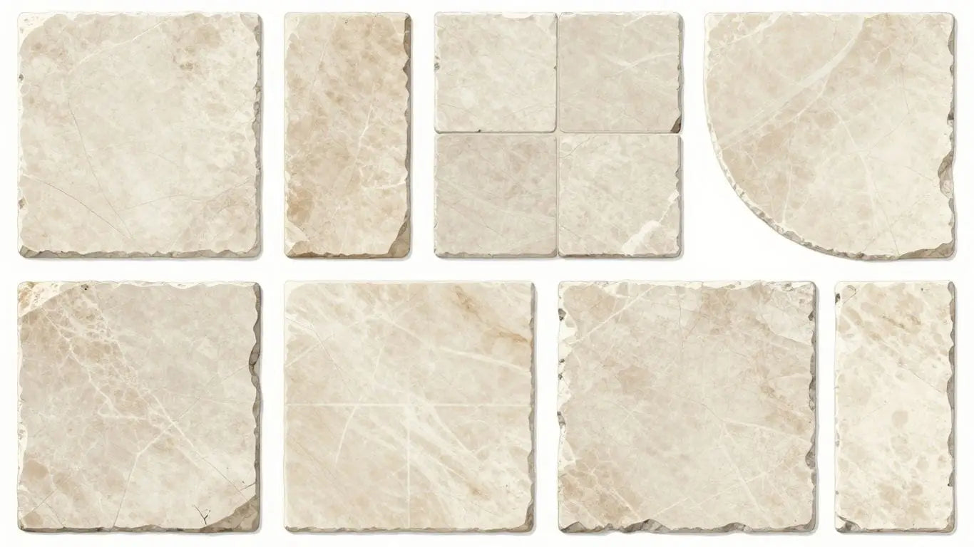 Light limestone tiles sketch with natural veining