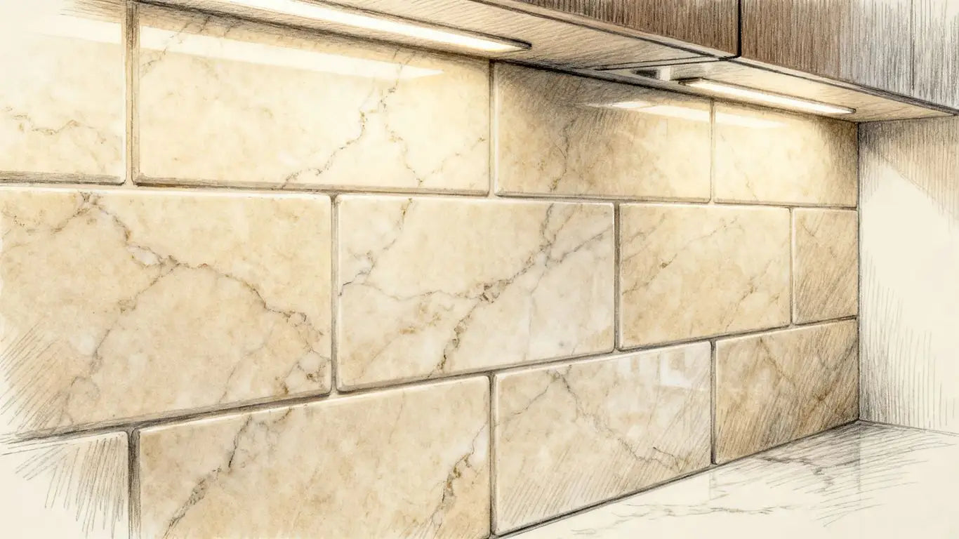 A secondary marble backsplash installation option