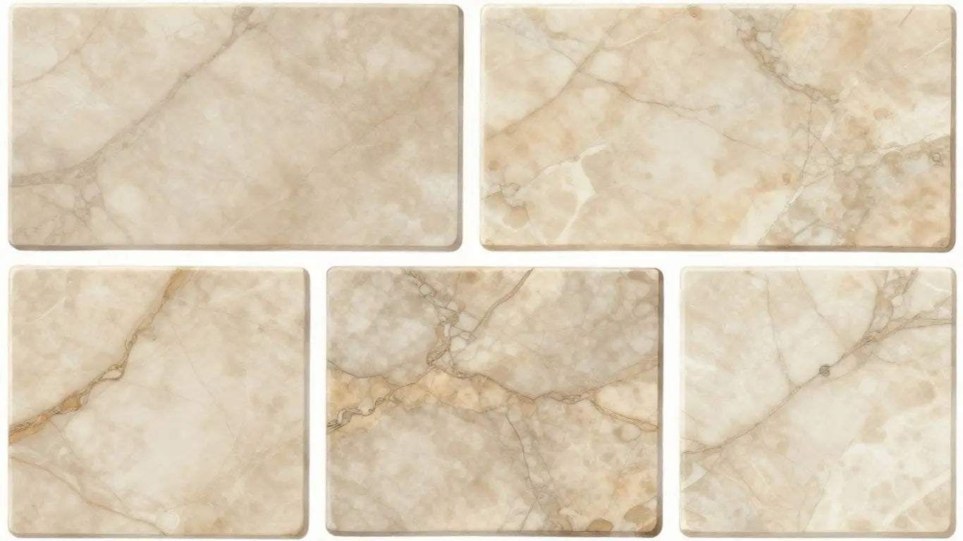 Beige marble collection sketch with various patterns.