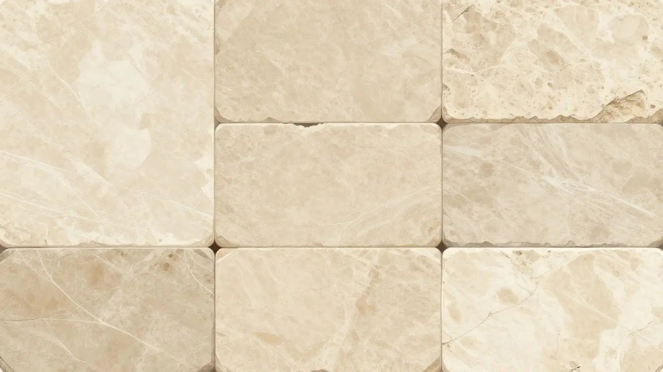 Beige limestone slabs with natural texture and veining.
