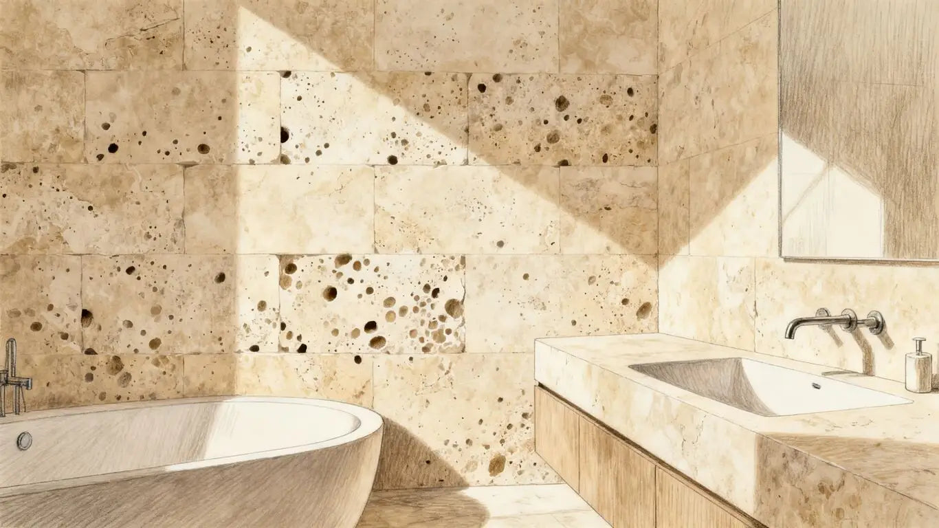 Durable marble walls in a modern bath