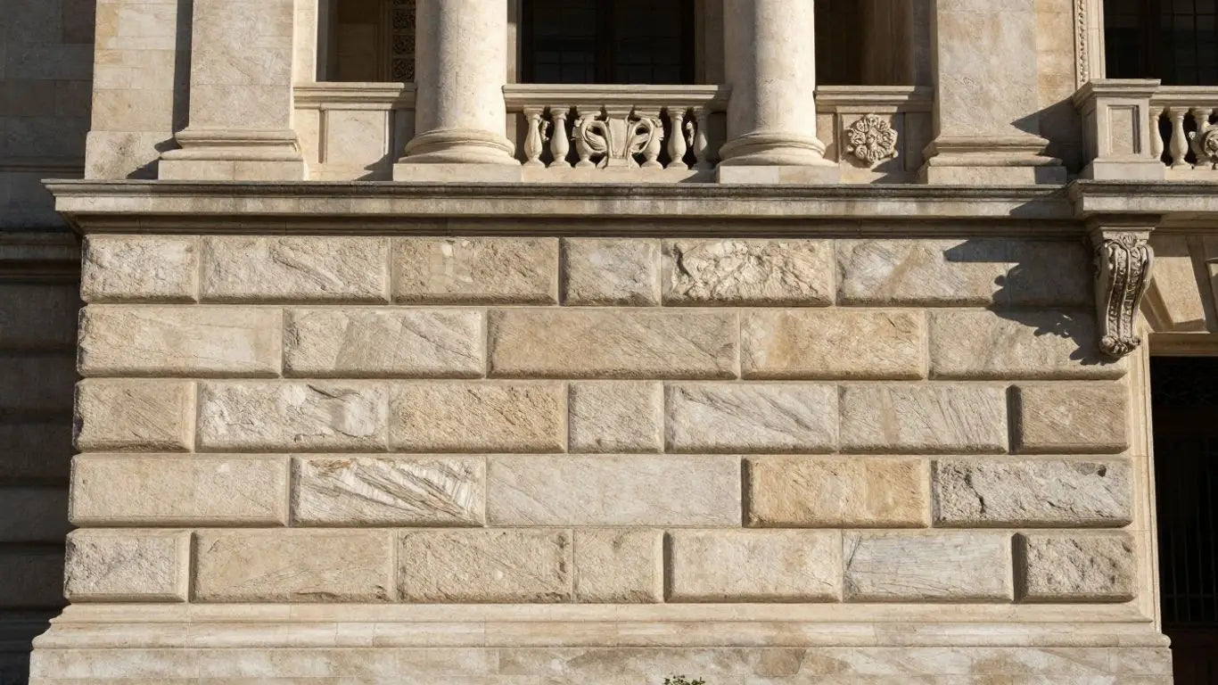 Sketch of a limestone building facade