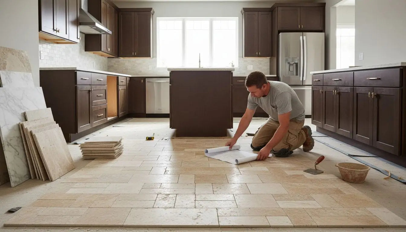 travertine tile arrangement