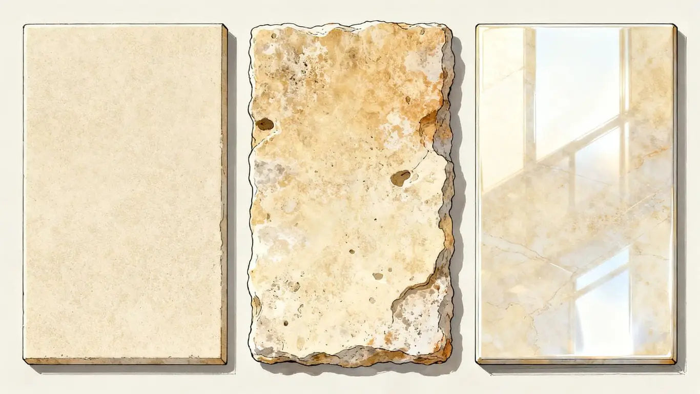 Travertine surface textures