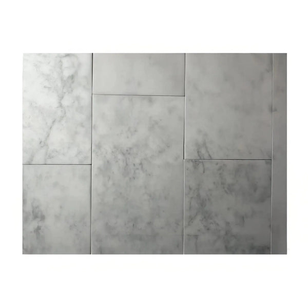 Gray marble tile arrangement featuring Bianco Carrara 12X24 Polished Marble Tile