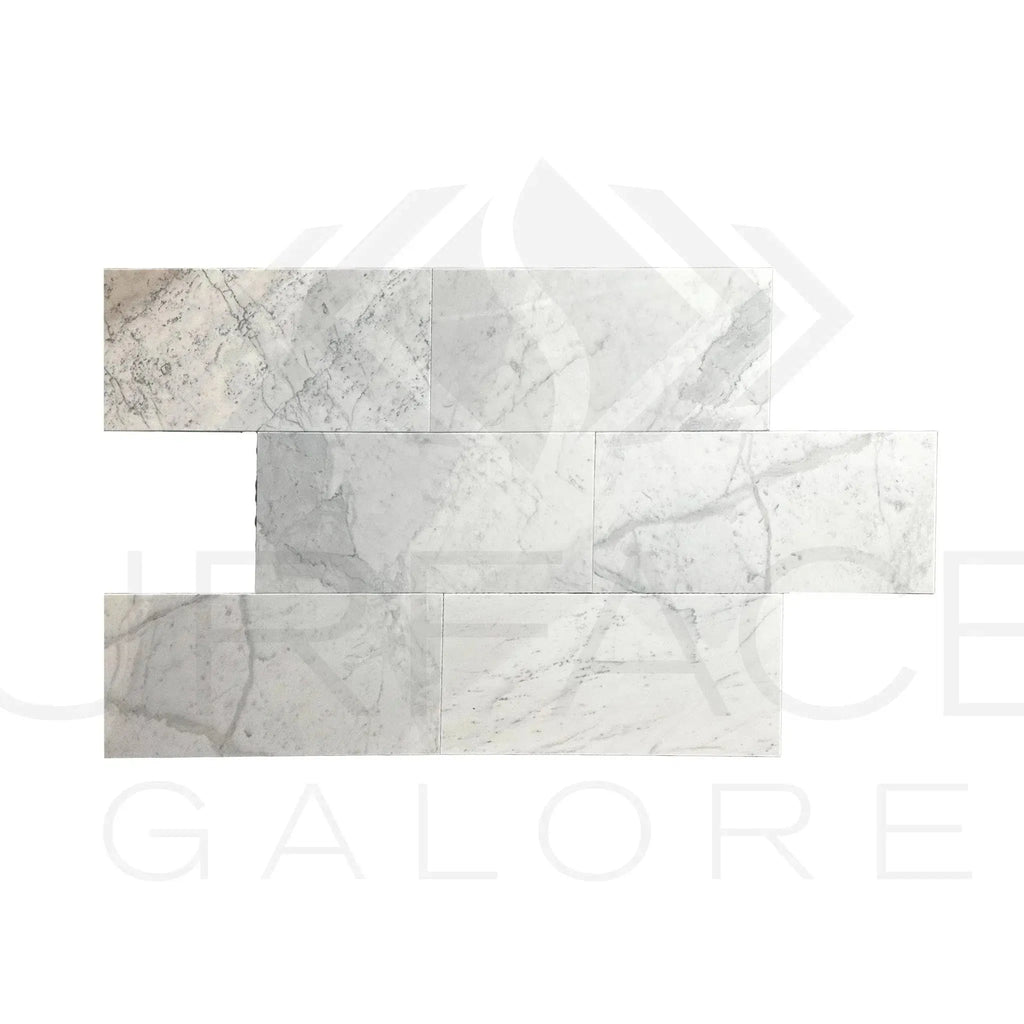 White marble brick mosaic tile from Bianco Carrara Standard 12X24 Polished Marble Tile