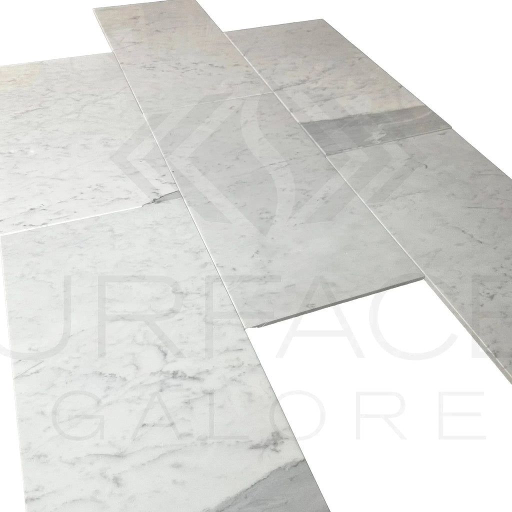 Bianco Carrara Standard Polished Marble Tile 12X24 showcasing elegant marble flooring