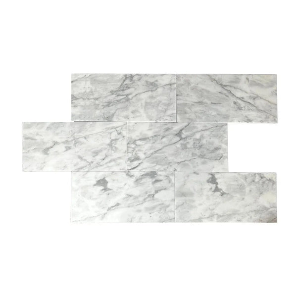 Marble-patterned wall tiles from Bianco Carrara 12X24 Polished Marble Tile