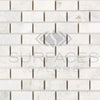 White marble brick mosaic tile in Bianco Congelato 1X2 Dolomite Leathered finish