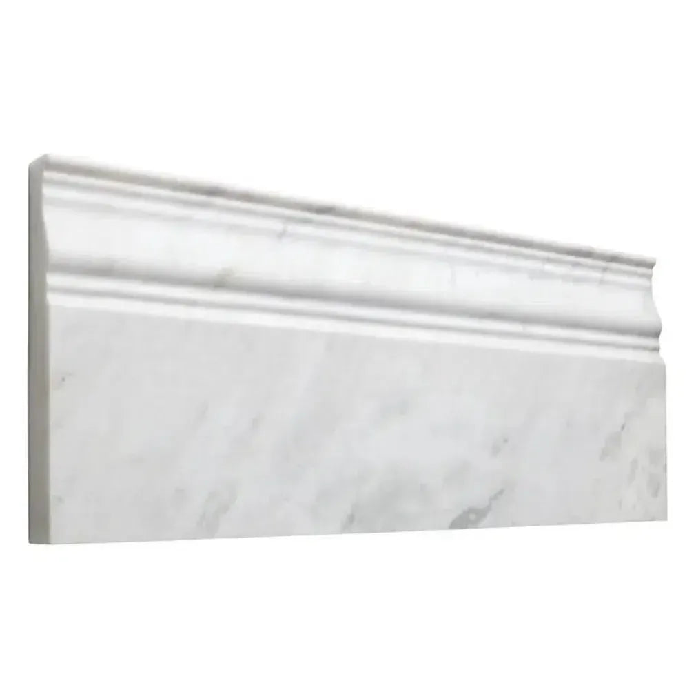 White marble baseboard molding Bianco Congelato 4 3/4X12 Trim Dolomite Leathered