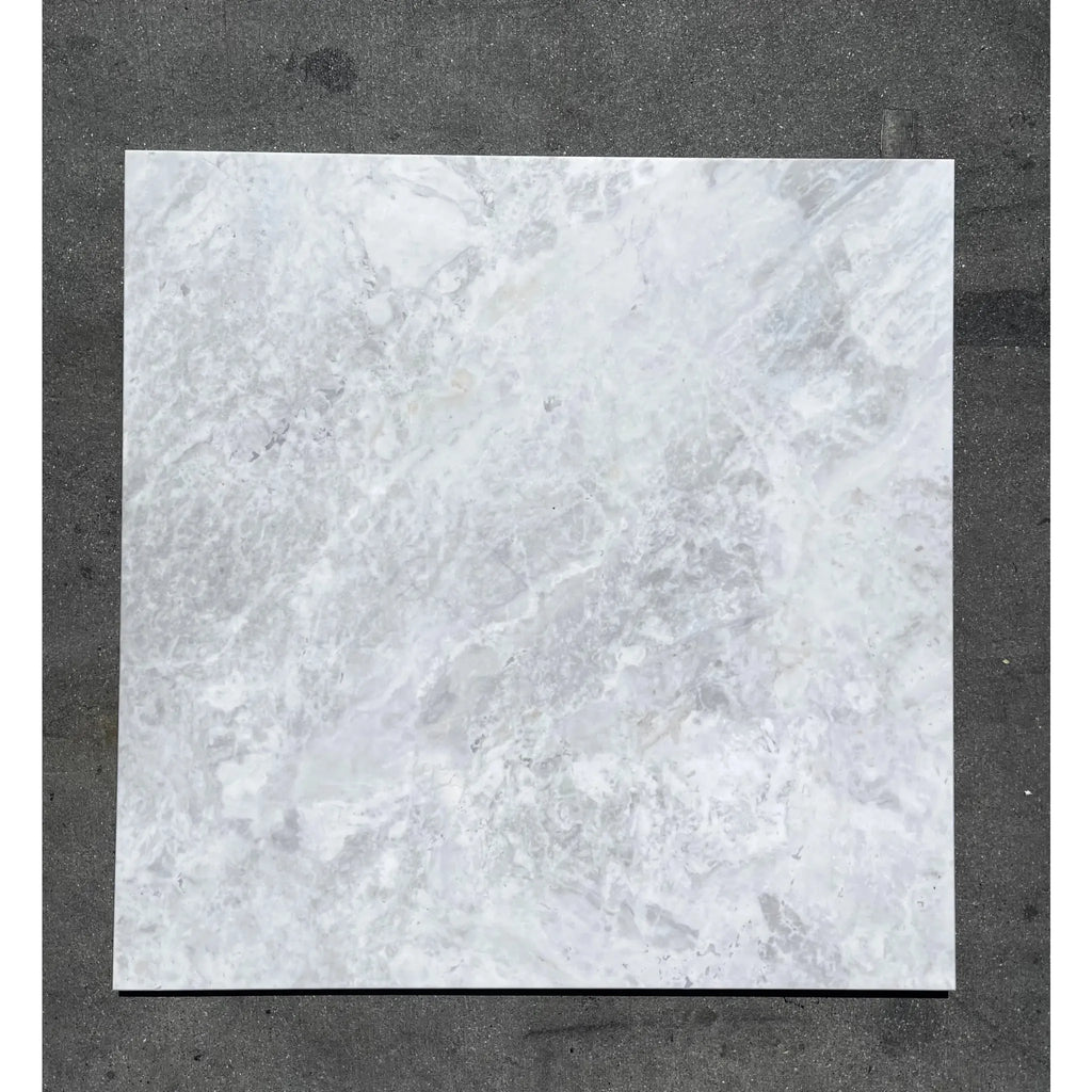 Square marble tile Bianco Congelato 6X12 Dolomite Leathered with a textured finish