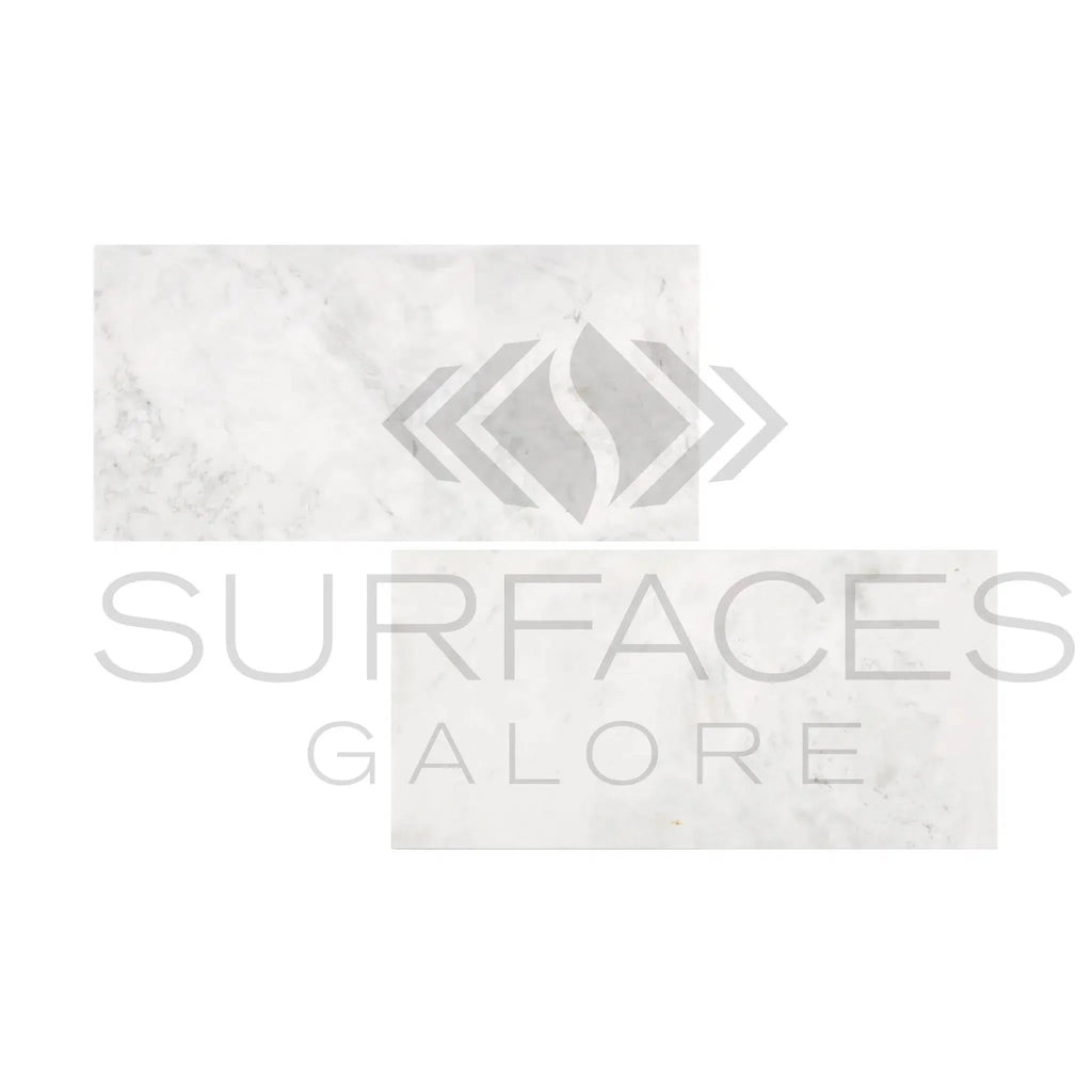 Rectangular Bianco Congelato 6X12 Dolomite Leathered marble tiles in a stylish setting