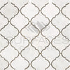 White marble arabesque tile pattern in Bianco Congelato Lantern Mosaic Dolomite