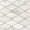 Geometric marble tile pattern of Bianco Congelato Octave Blue-Gray Mosaic Dolomite
