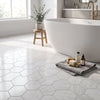 White dolomite 10 inch hexagon mosaic marble polished floor tiles with subtle gray veining and marble effect