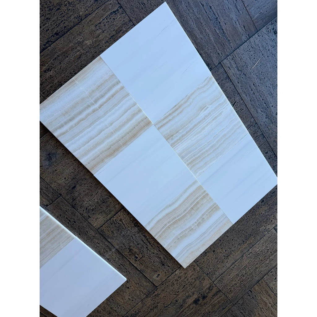 Bianco Dolomite 12x12 polished marble tile with beige veining