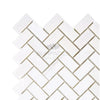 White Herringbone tile pattern for Bianco Dolomite Mosaic Marble Honed