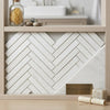 White marble bianco dolomite 1x6 herringbone mosaic polished or honed tiles arranged in a herringbone pattern