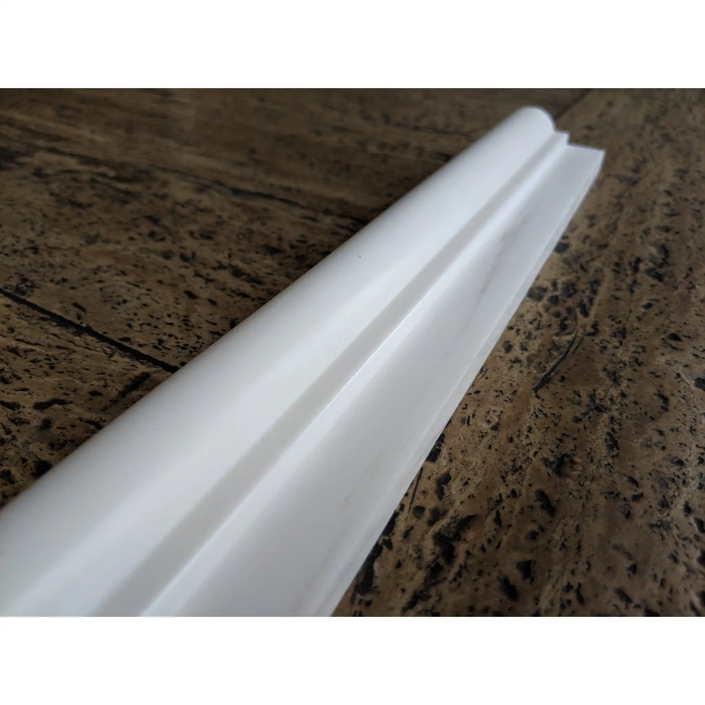 White Bianco Dolomite polished marble baseboard with glossy two-layer design
