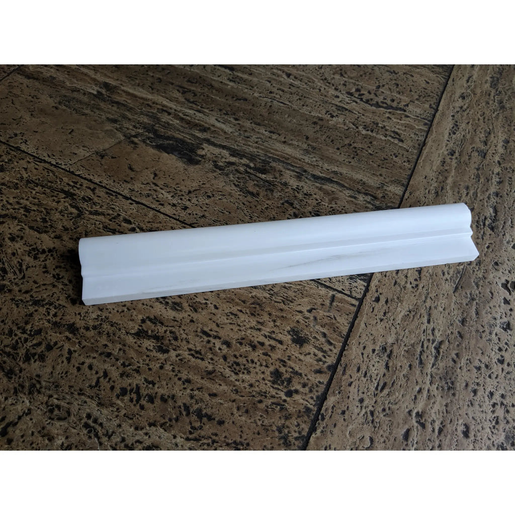 White Bianco Dolomite polished crown molding with double-curve profile
