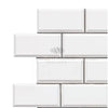 Bianco Dolomite 2X4 Brick Deep-Beveled Mosaic Marble Polished-Honed White Subway Tile