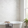 White dolomite 2x4 brick mosaic marble polished subway tile wall with white marble effect for interior use