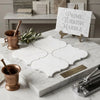 White Turkish marble Bianco Dolomite 6 inch lantern mosaic tiles with polished quatrefoil design in arabesque pattern