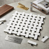 Bianco Dolomite white dolomite basketweave marble tile with black grout lines polished or honed finish