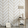White turkish bianco dolomite chevron mosaic marble tiles with gold metallic accents polished or honed finish