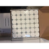 White hexagonal mosaic tile panel with silver mirrored diamond accents in Bianco Dolomite