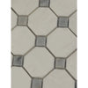 Beige and gray hexagonal mosaic in Bianco Dolomite octagon marble tile