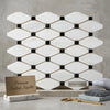 White octagon bianco dolomite marble mosaic tile with black accent squares and metallic grout polished or honed finish