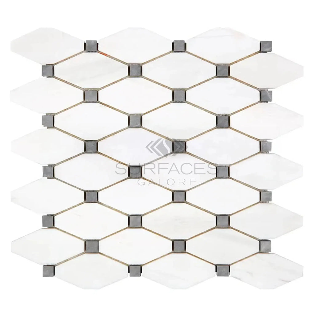 Bianco Dolomite White Diamond Mosaic Tile in Polished or Honed Finish