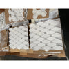 White dolomite octave long octagon mosaic tile panels with gray grout in polished or honed blue-gray marble