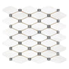 Bianco Dolomite Octave Long Octagon Blue-Gray Mosaic Marble Tile Sheet