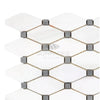 White diamond mosaic tile in Bianco Dolomite Octave with Blue-Gray Marble finish