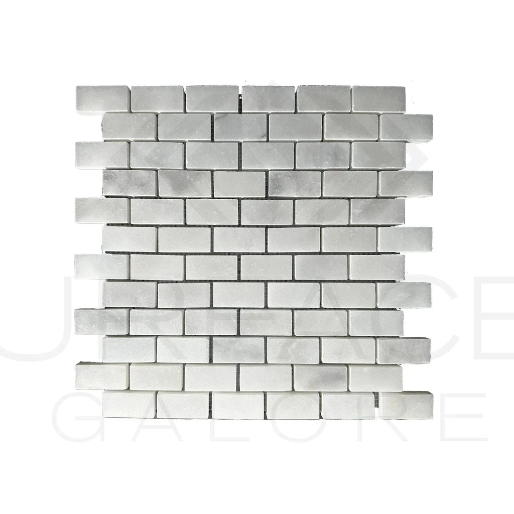 Bianco Venatino White Marble Brick Mosaic Tile 1X2 Polished for elegant interiors