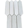 Bianco Dolomite Marble 3X12 Picket Mosaic showcasing elegant white picket-shaped tiles