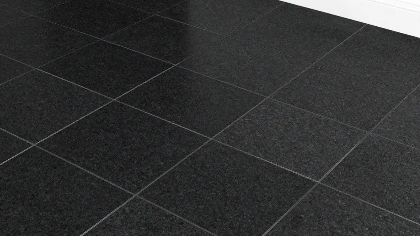 Sketch of black granite tiles in a room