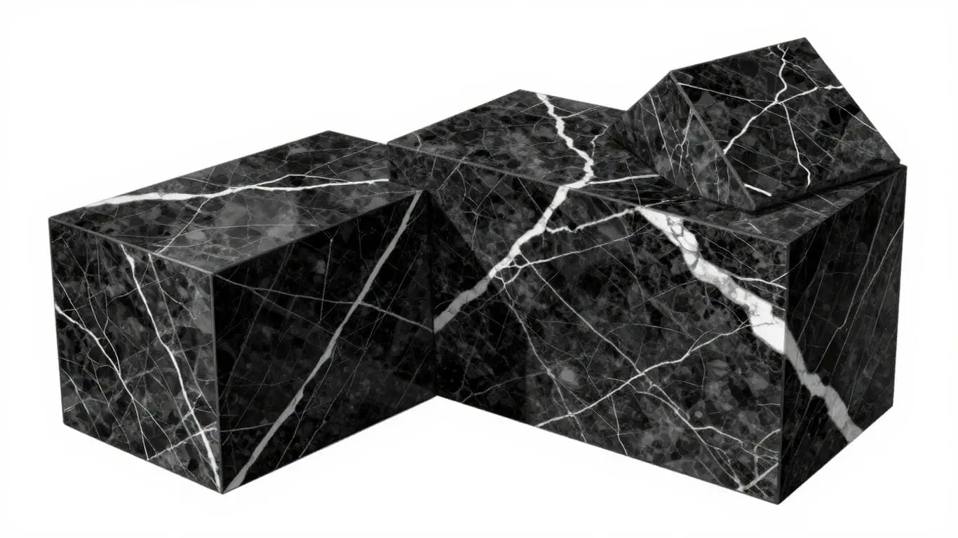 Nero Marquina marble slabs with white veins