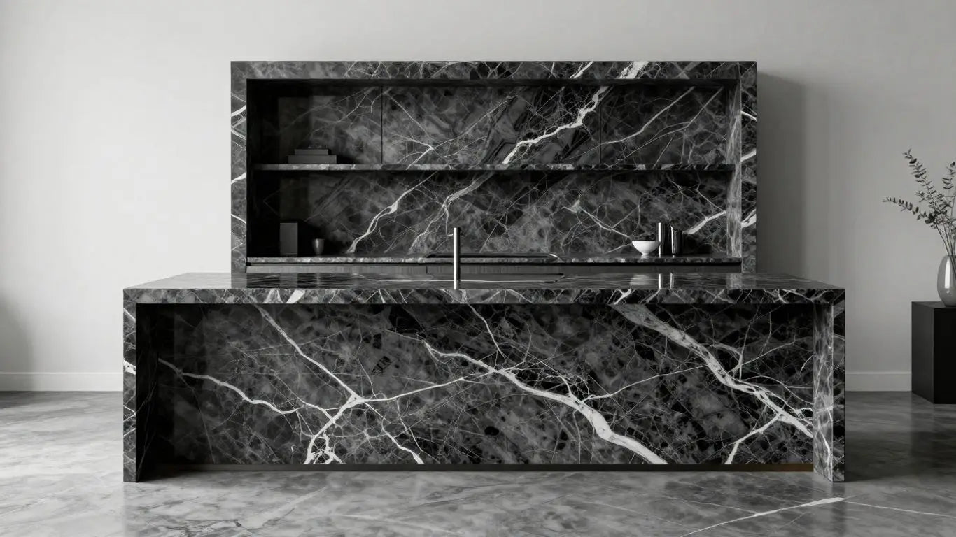 Nero Marquina marble interior sketch