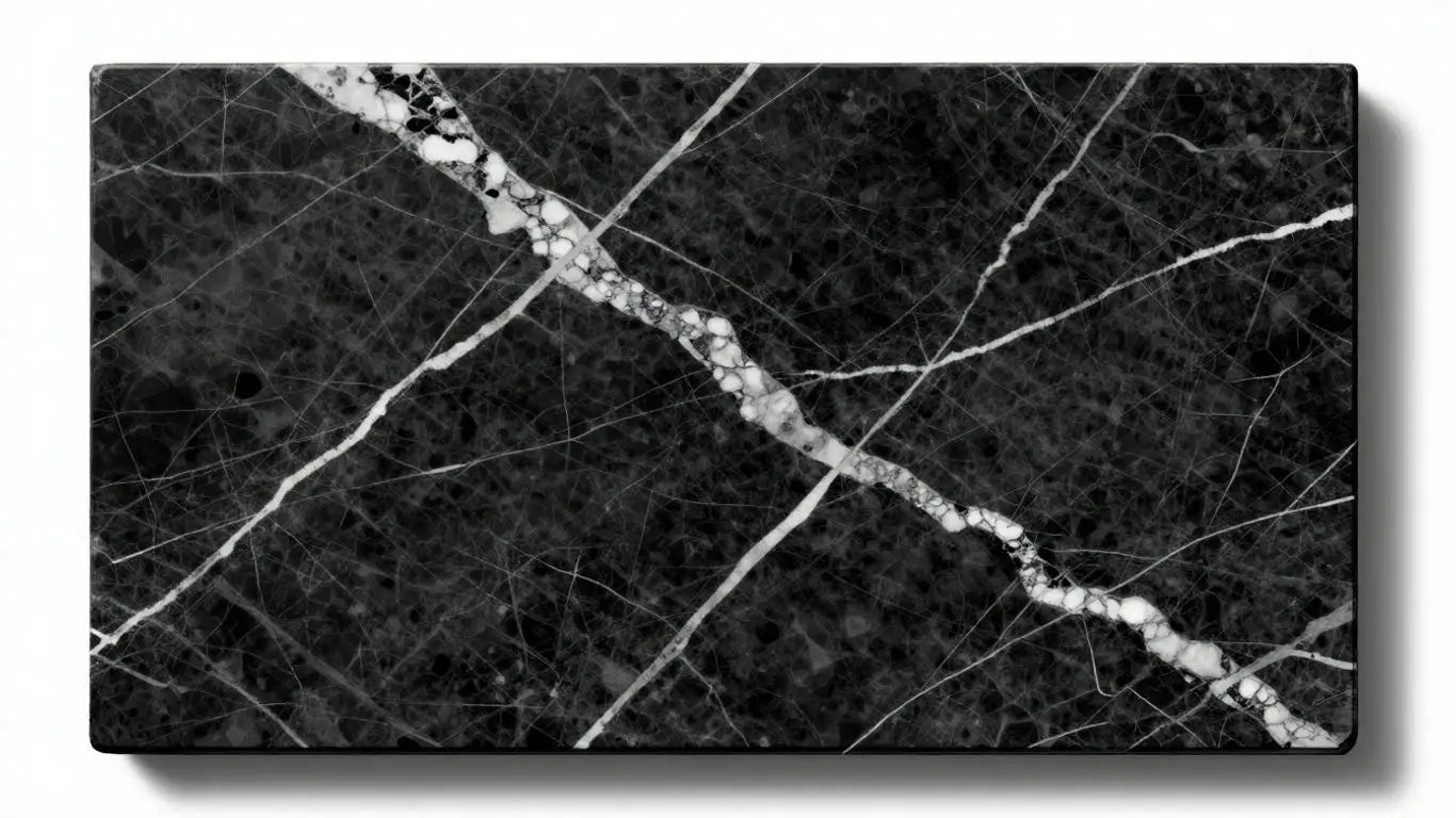 Nero Marquina marble slab sketch with white veining