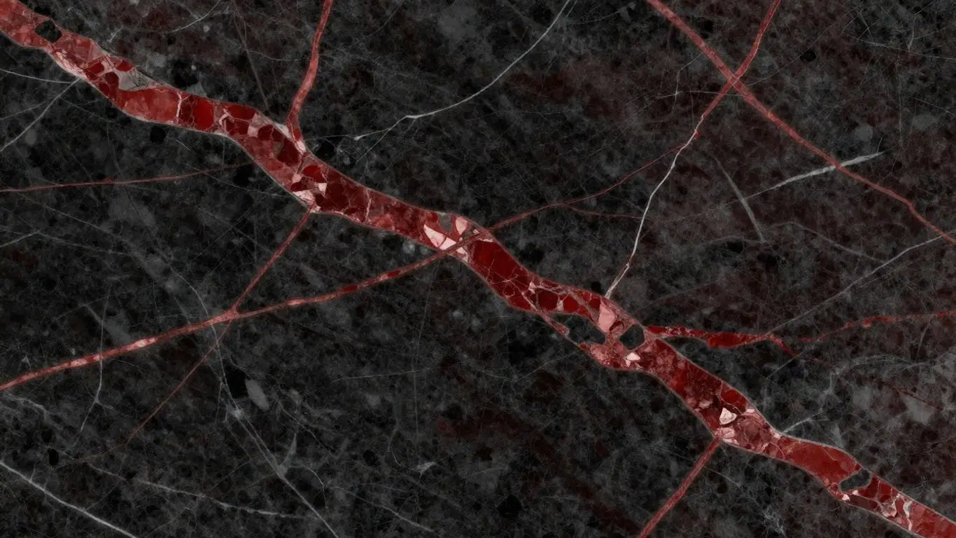 Rosso Levanto marble slabs with deep red veining.